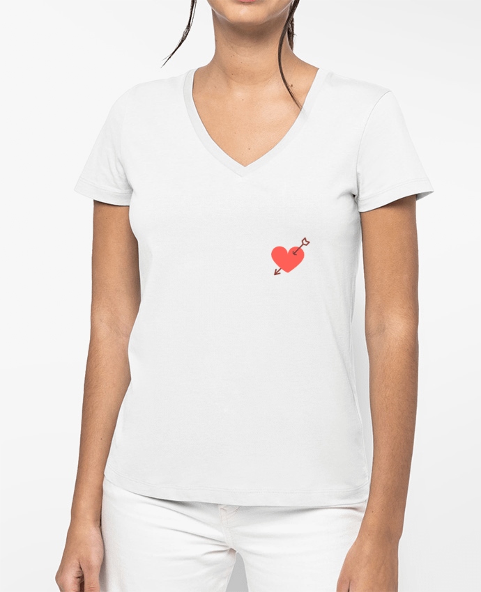 T-shirt femme col V coeur percé par Nana