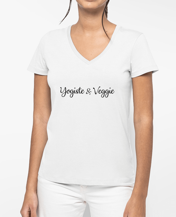 T-shirt femme col V Yogiste et veggie par Nana