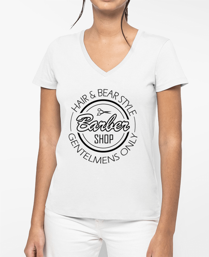 T-shirt écoresponsable col V femme BARBERSHOP PRO by SG LXXXIII