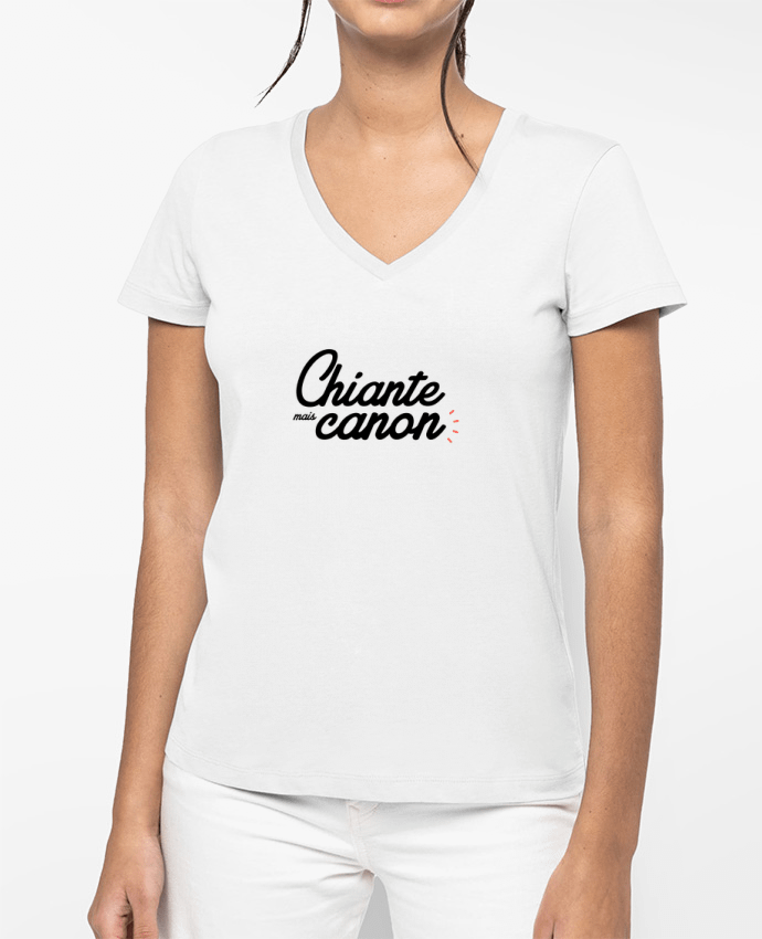 T-shirt femme col V Chiante mais Canon par Nana