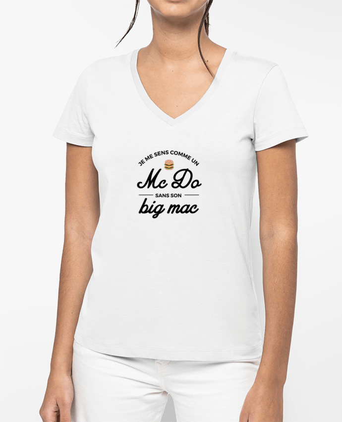 T-shirt femme col V Comme un Mc Do sans son big Mac par Nana
