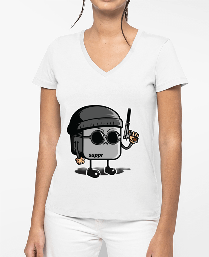 T-shirt femme col V LEON TOUCHPAD par PTIT MYTHO