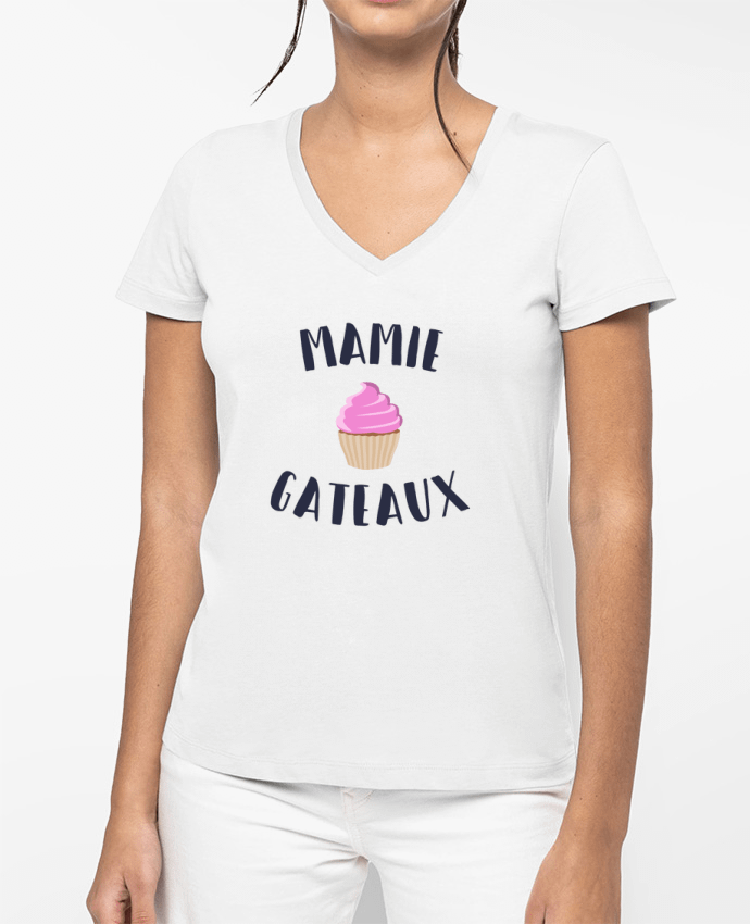 T-shirt femme col V Mamie gâteaux par tunetoo