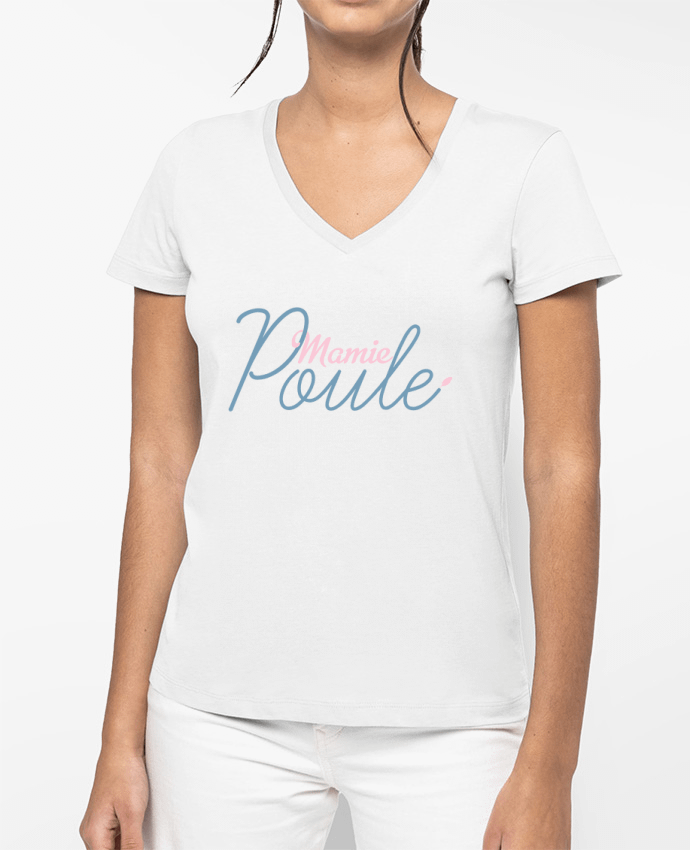 T-shirt femme col V Mamie poule par tunetoo