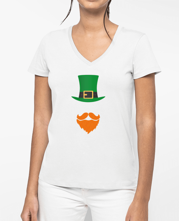 T-shirt écoresponsable col V femme Leprechaun por tunetoo