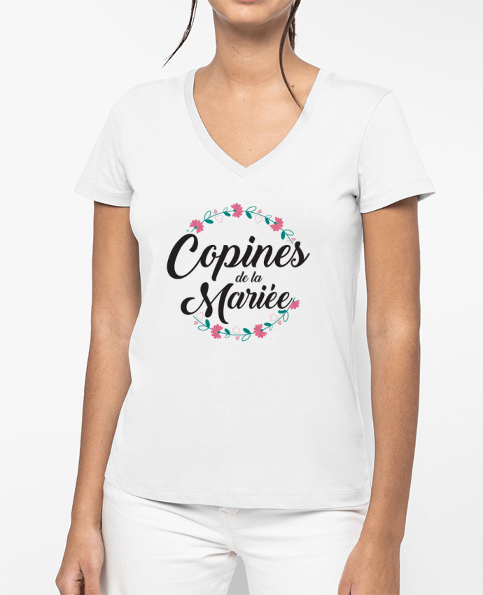 T-shirt femme col V Copines de la mariée par tunetoo