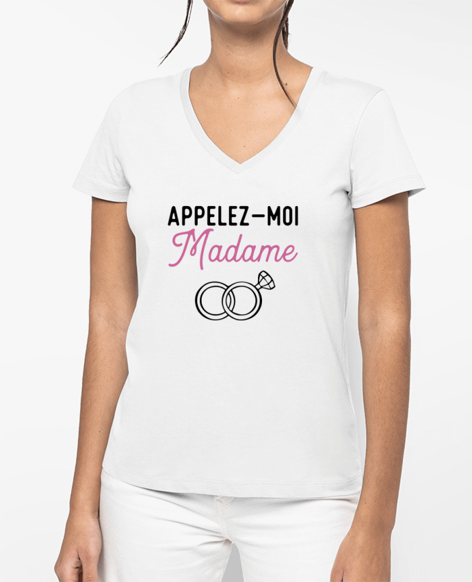 T-shirt femme col V Appelez moi madame mariage evjf par Original t-shirt