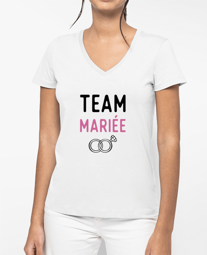 T-shirt femme col V Team mariée cadeau mariage evjf par Original t-shirt