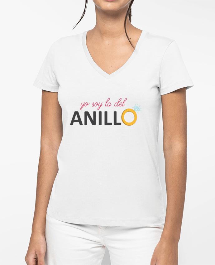 T-shirt femme col V yo soy la del anillo par tunetoo
