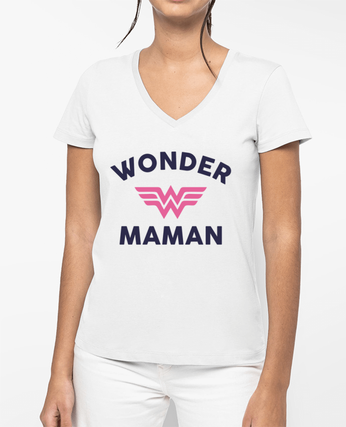 T-shirt femme col V Wonder Maman par tunetoo