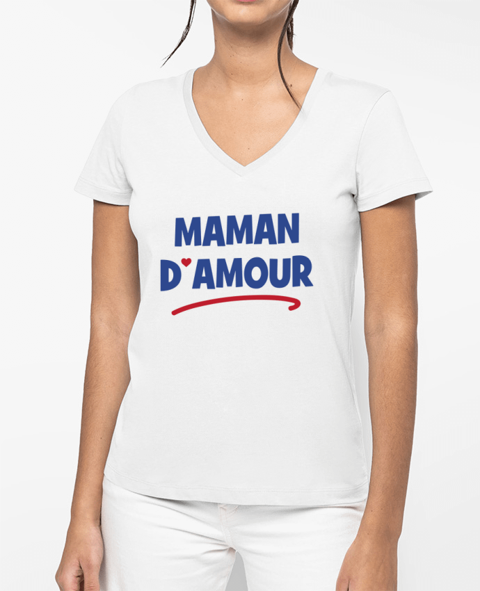 T-shirt femme col V Maman d'amour par tunetoo