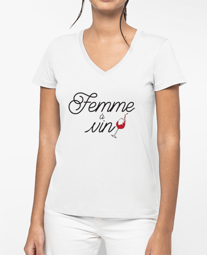 T-shirt femme col V Femme à vin par tunetoo
