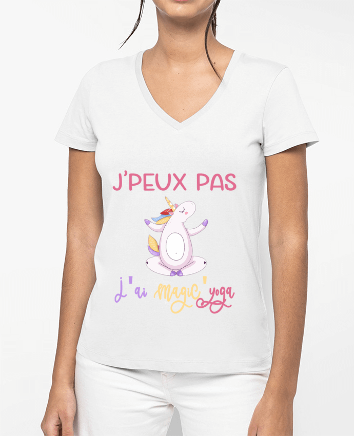 T-shirt femme col V J'peux pas j'ai magic' yoga par A.L.I.