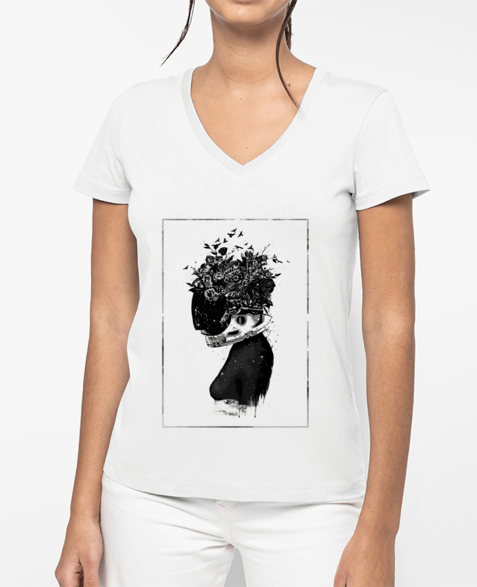 T-shirt femme col V Hybrid girl par Balàzs Solti