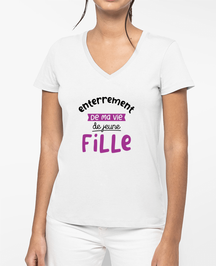 T-shirt femme col V Enterrement de ma vie de jeune evjf mariage par Original t-shirt