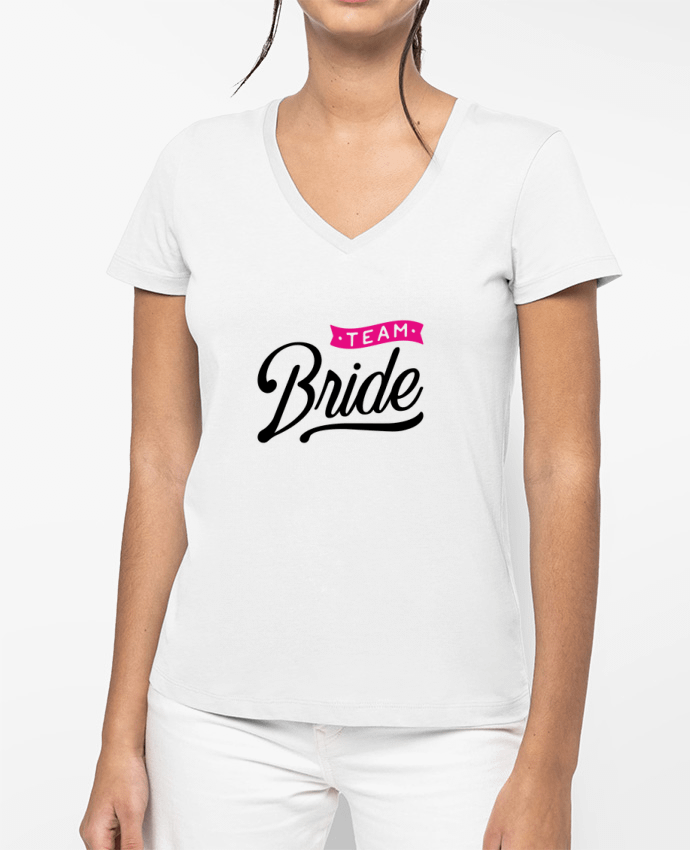 T-shirt femme col V Team bride evjf mariage par Original t-shirt