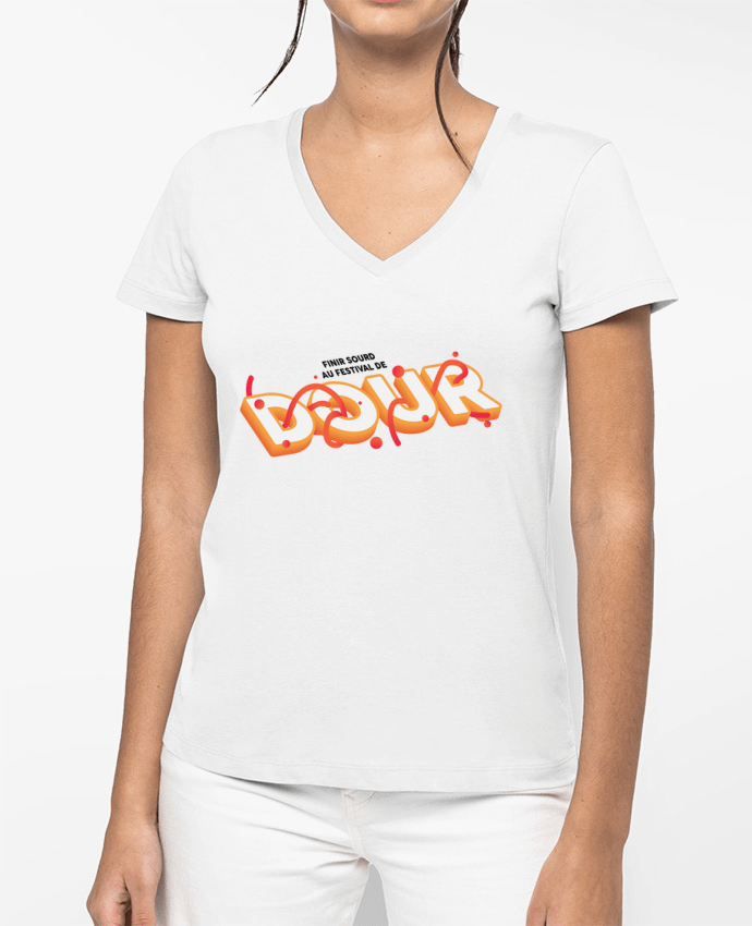 T-shirt femme col V Finir sourd au festival de DOUR par tunetoo