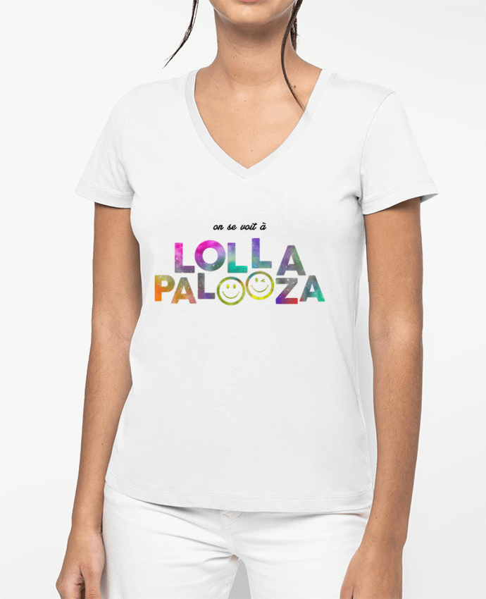 T-shirt femme col V On se voit à Lollapalooza par tunetoo