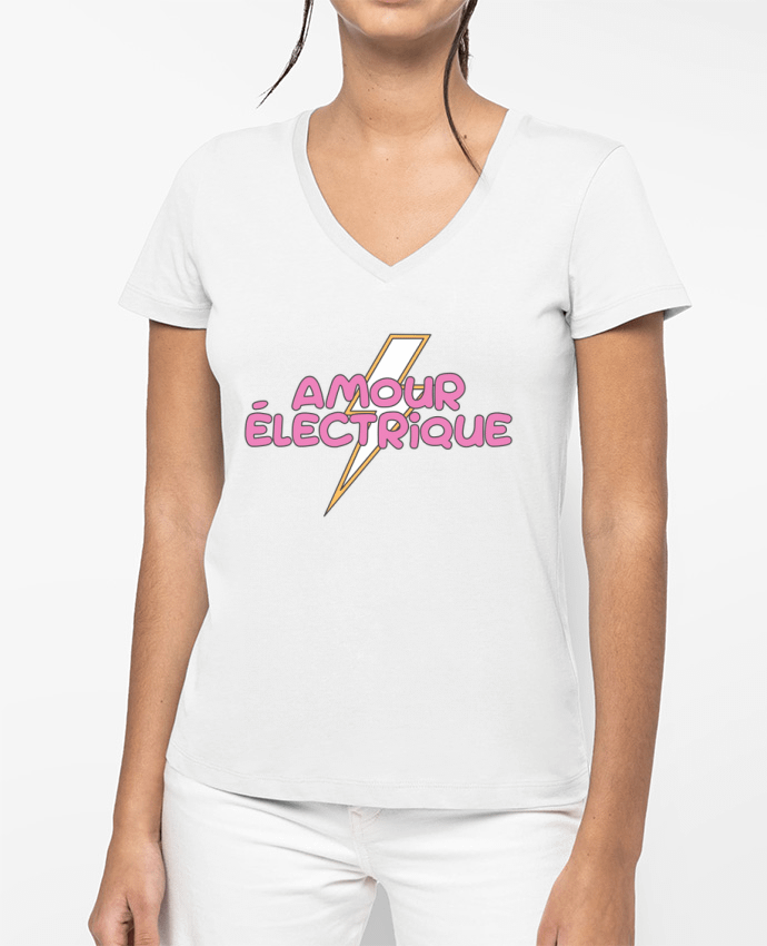 T-shirt femme col V Amour électrique par tunetoo