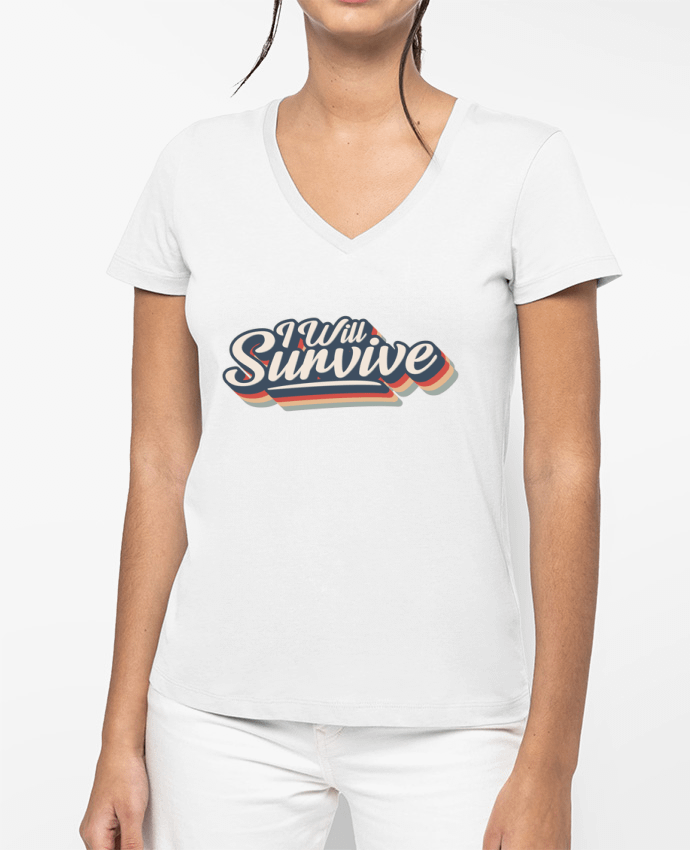 T-shirt femme col V I will survive par tunetoo