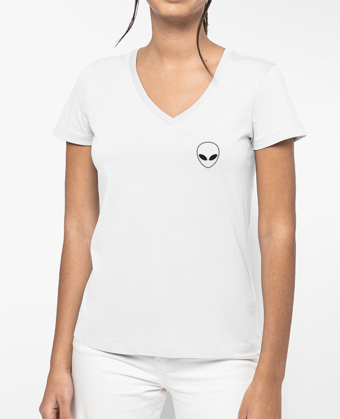 T-shirt écoresponsable col V femme Alien and Planet por tunetoo