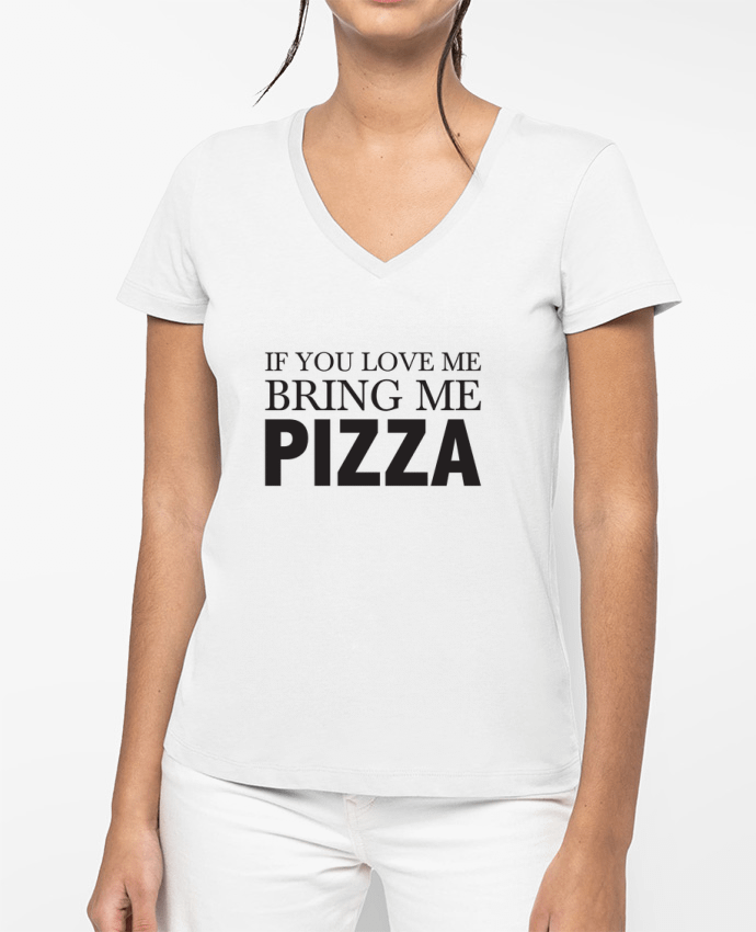 T-shirt femme col V Bring me pizza par tunetoo