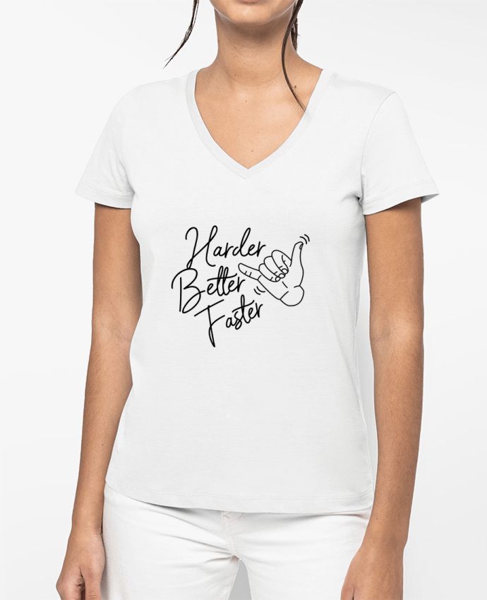 T-shirt femme col V Harder Better Faster par Nana