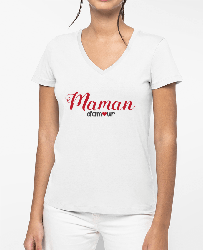 T-shirt femme col V Maman d'amour par tunetoo