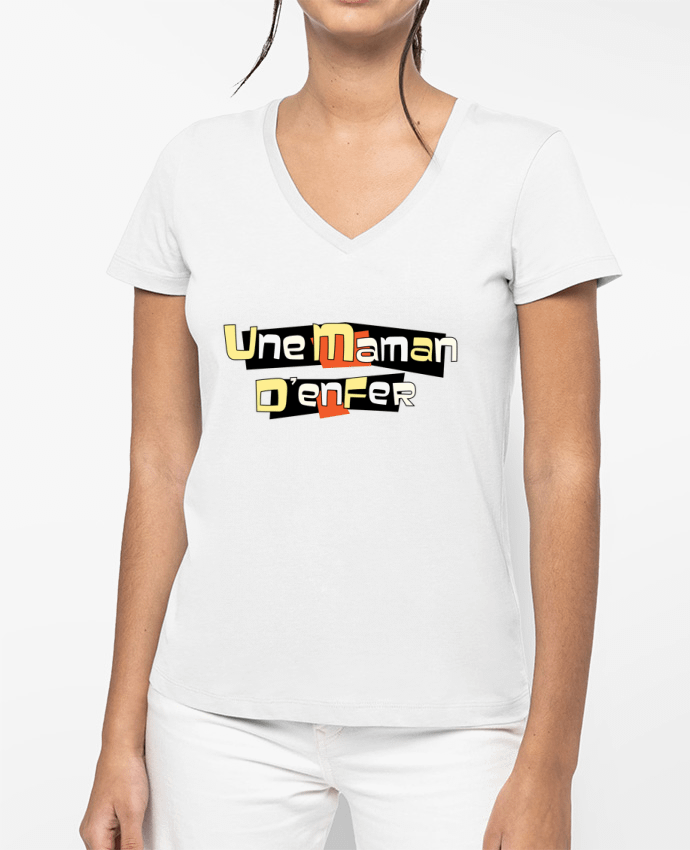 T-shirt femme col V Une maman d'enfer par tunetoo