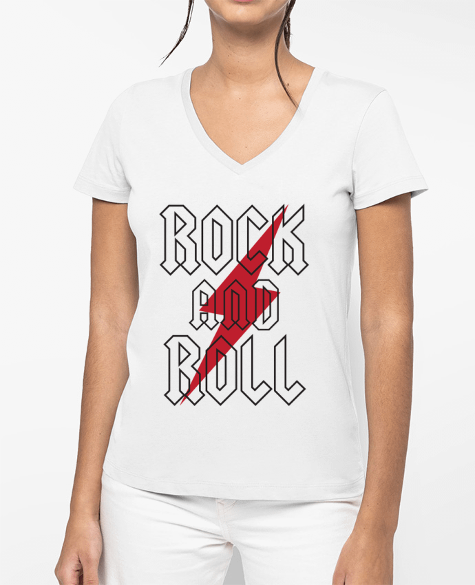 T-shirt écoresponsable col V femme Rock And Roll por Freeyourshirt.com