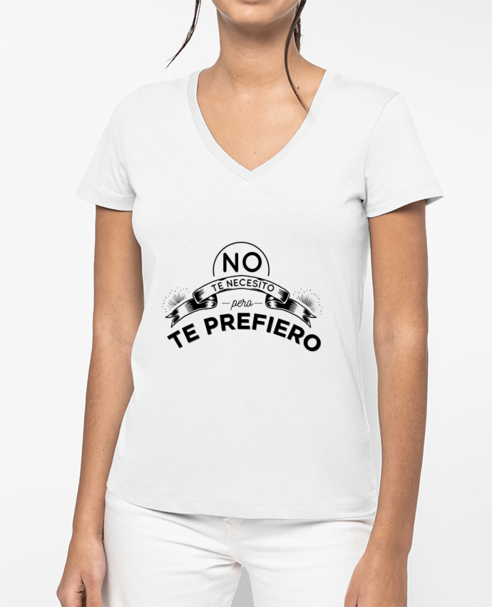 T-shirt femme col V No te necesito amor par Pascualina 