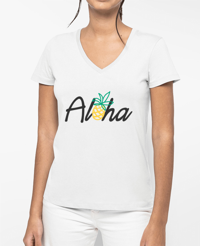 T-shirt écoresponsable col V femme Aloha by tunetoo