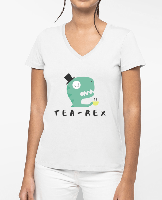 T-shirt femme col V Tea-rex par tunetoo