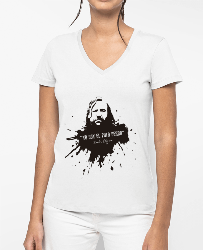 T-shirt écoresponsable col V femme El Puto Perro Sandor Clegane por Soul Dragon
