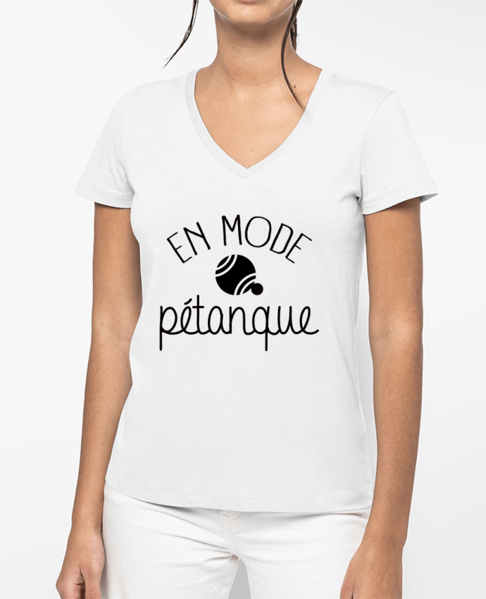 T-shirt femme col V En mode pétanque par Freeyourshirt.com
