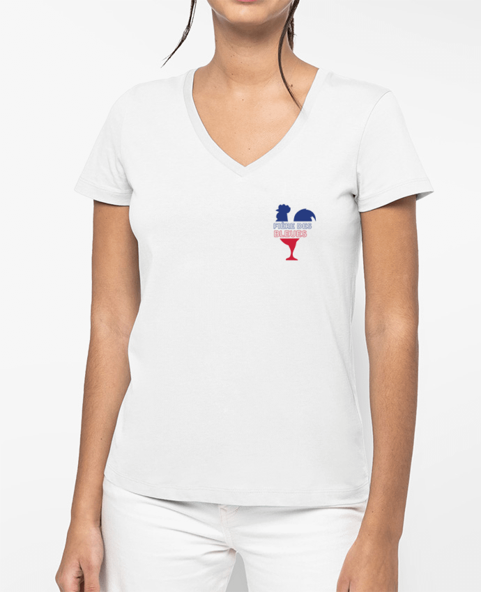 T-shirt femme col V Fière des bleues par tunetoo