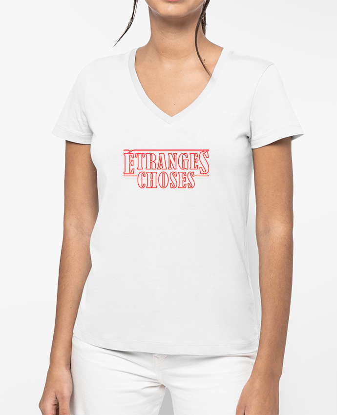 T-shirt femme col V Etranges choses par Ruuud