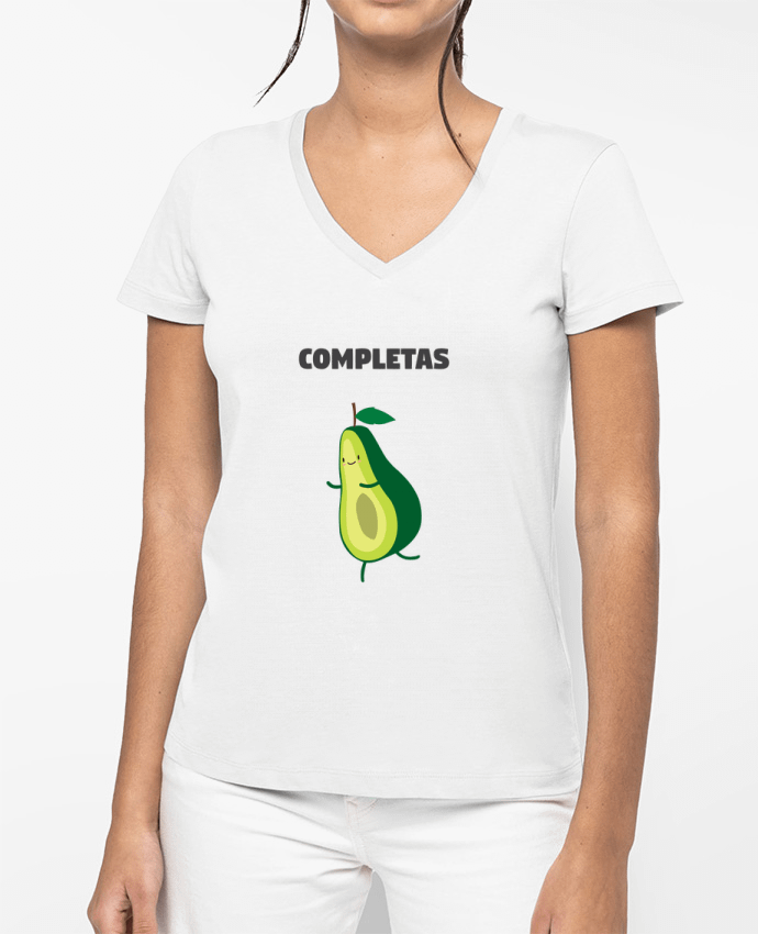 T-shirt femme col V Tu me completas - Avocado par tunetoo