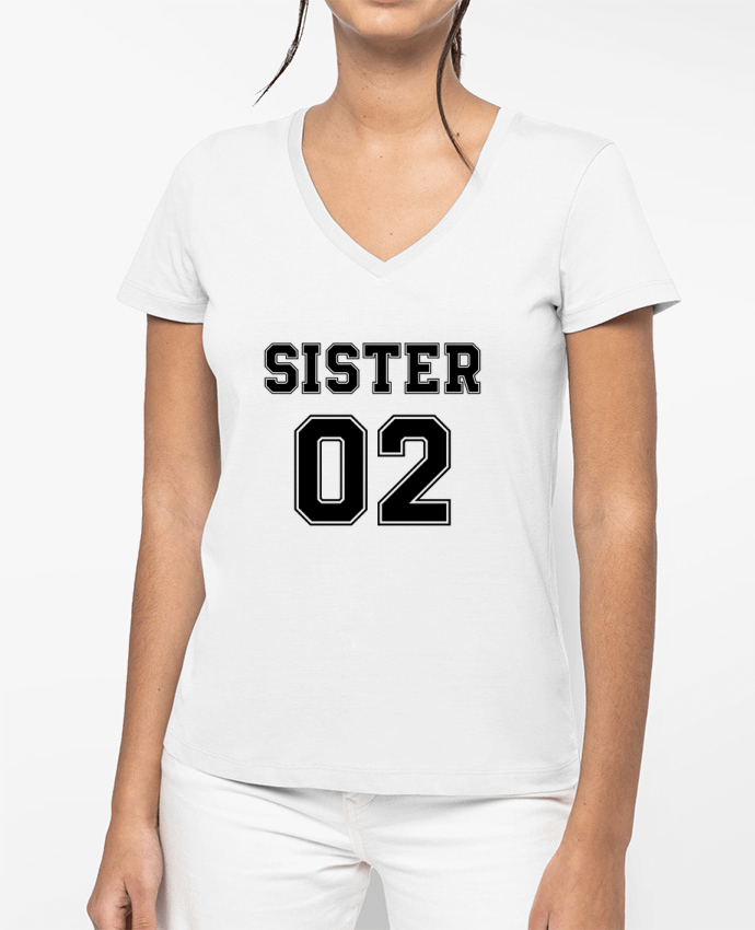 T-shirt écoresponsable col V femme Sister 02 por tunetoo