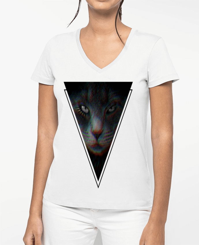 T-shirt femme col V DarkCat par ThibaultP