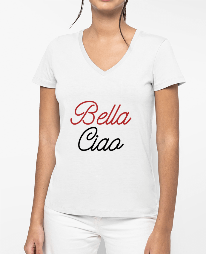 T-shirt femme col V Bella Ciao par lecartelfrancais