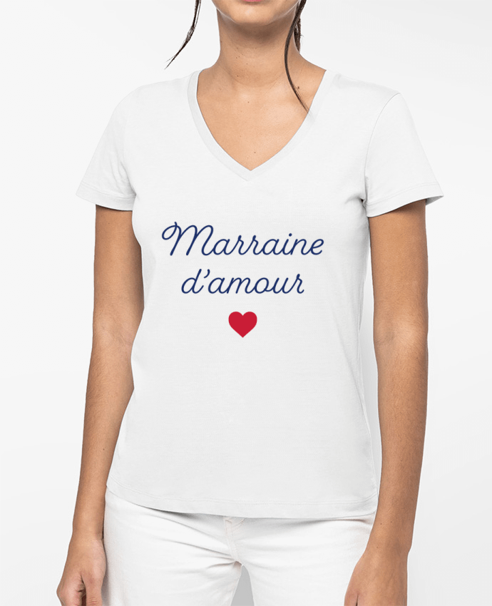 T-shirt femme col V Marraine d'amour par tunetoo