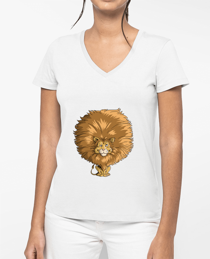 T-shirt écoresponsable col V femme Lion à grosse crinière por TOMI AX