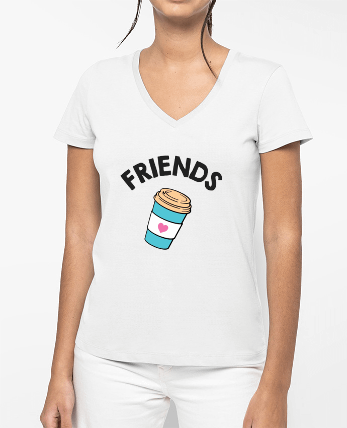 T-shirt femme col V Best Friends donut coffee par tunetoo