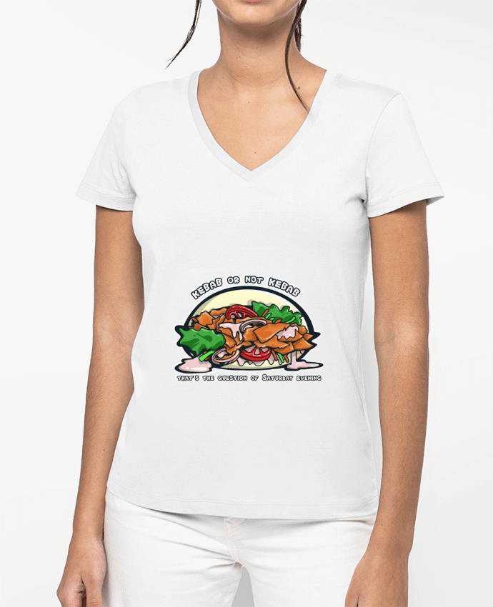 T-shirt femme col V Kebab or not Kebab ? par TOMI AX