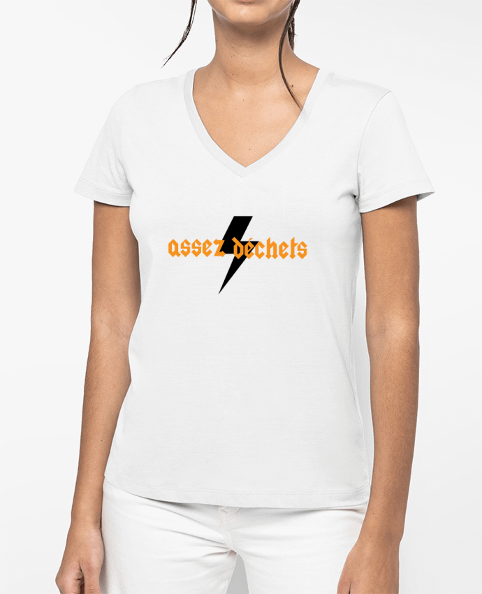T-shirt femme col V Assez déchets par tunetoo
