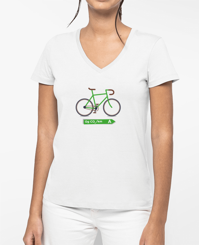 T-shirt femme col V Vélo écolo par tunetoo