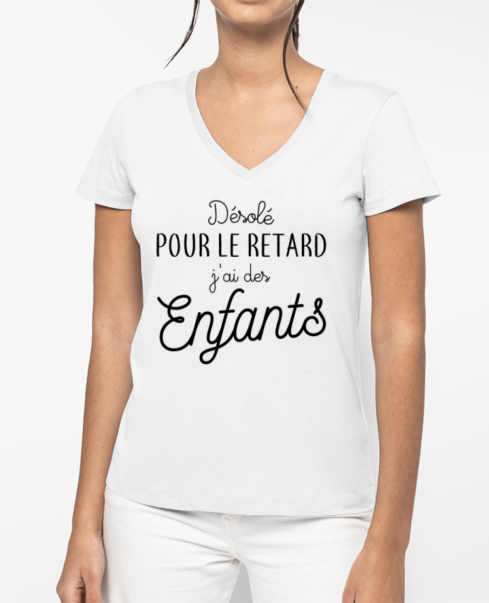 T-shirt femme col V J'ai des enfants par La boutique de Laura