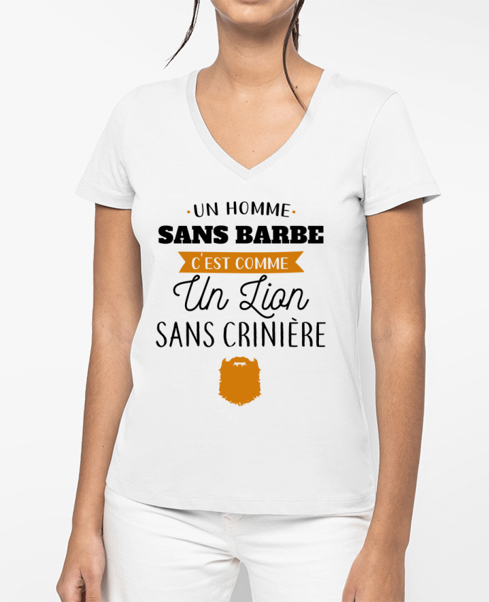 T-shirt femme col V Un homme sans barbe par La boutique de Laura