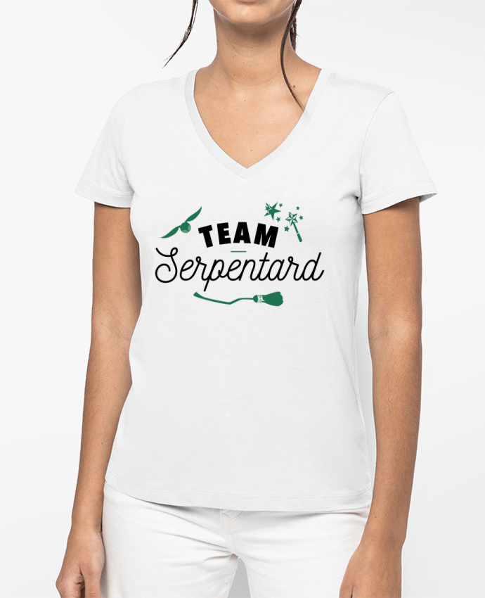 T-shirt femme col V Team Serpentard par La boutique de Laura